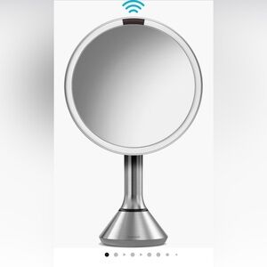SimpleHuman Brushed Metal Round Vanity Mirror - Silver 8inch. 5x Magnification